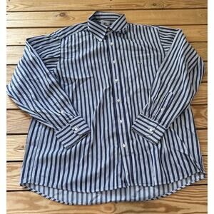 Lacoste Stripe Button Down Shirt Size 44 (XL) Men’s Blue